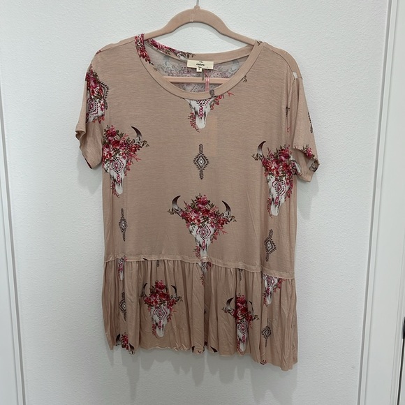 Floral Cow Skull Peplum Tee - Picture 7 of 11